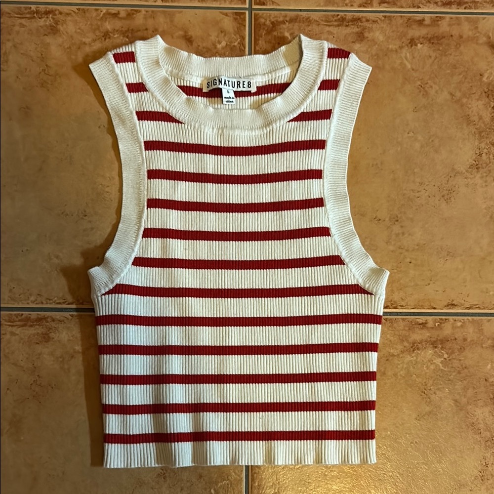 Signature Red and White Striped Women's Top